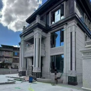 呼伦贝尔 别墅干挂，芝麻白与芝麻黑完美配合