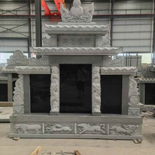 呼伦贝尔 芝麻灰高档墓碑、土墓，一套也支持定做