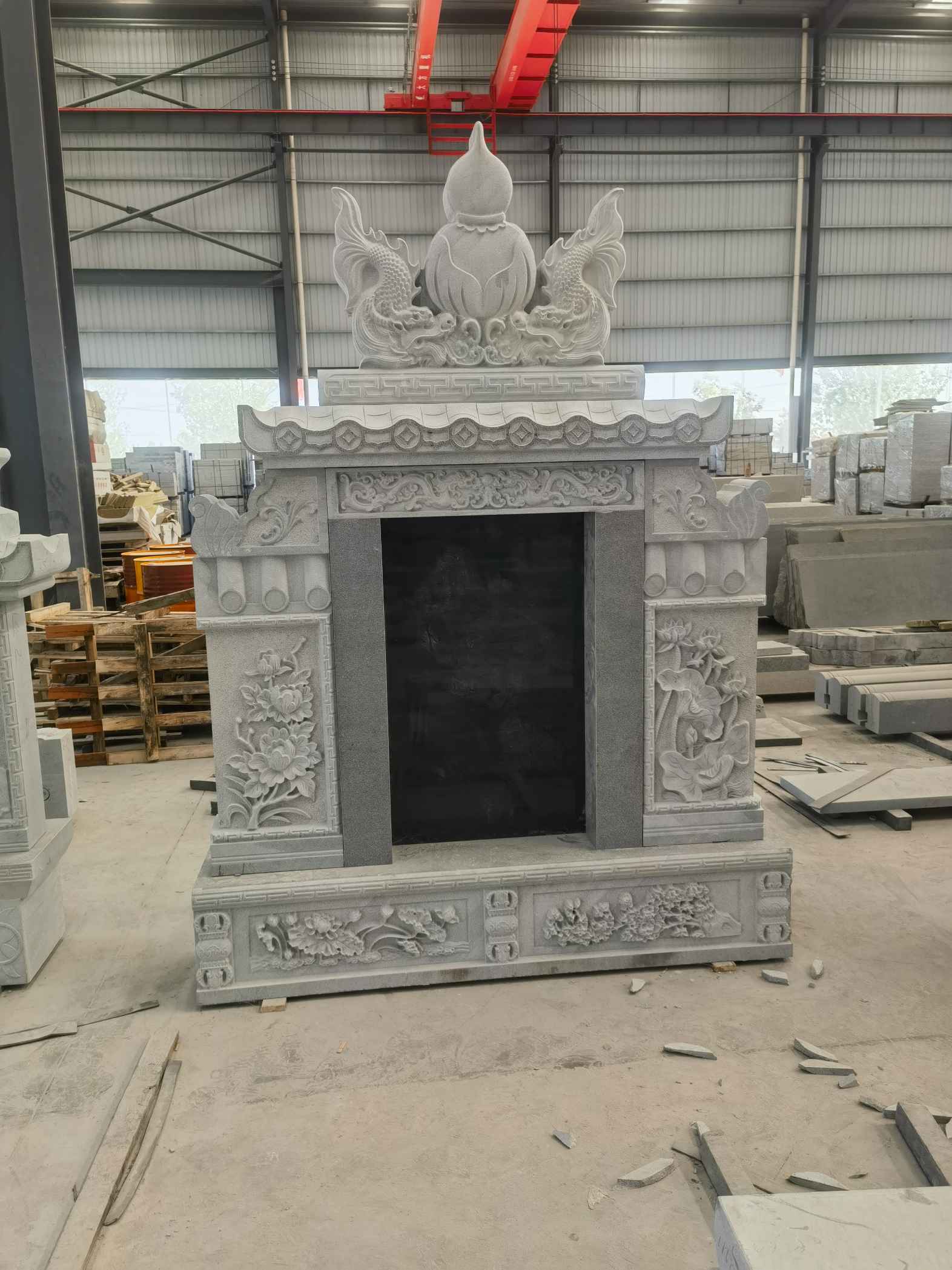 呼伦贝尔 芝麻灰高档墓碑、土墓，一套也支持定做