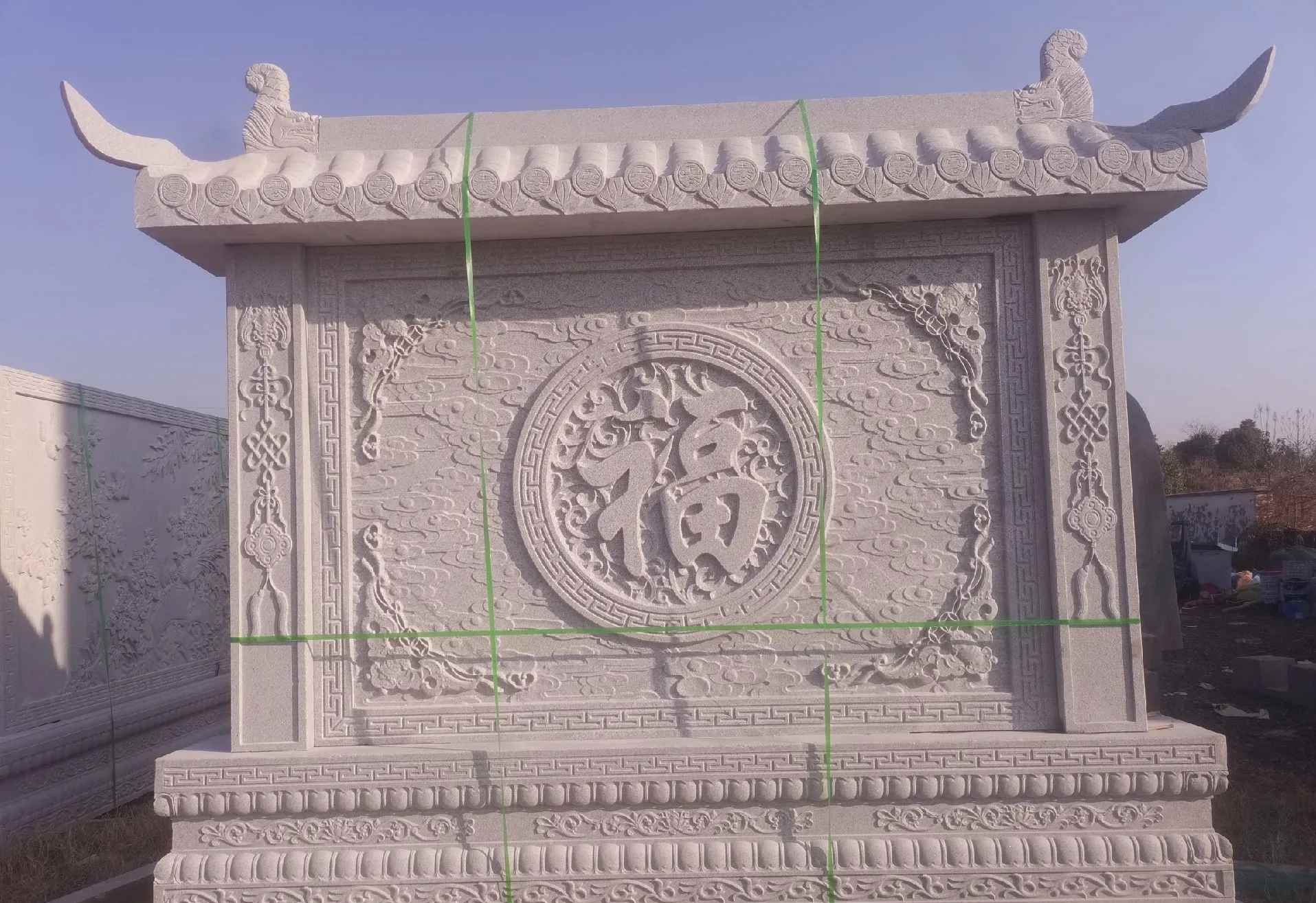 呼伦贝尔 芝麻白花岗岩屏风，照壁，影壁